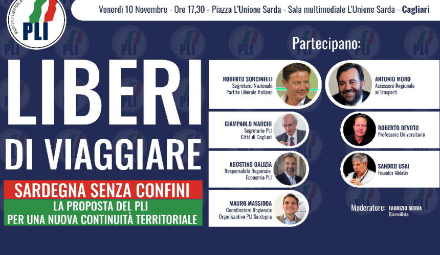 PLI SARDEGNA: LA PROPOSTA DEI LIBERALI PER UNA NUOVA CONTINUITA’ TERRITORIALE